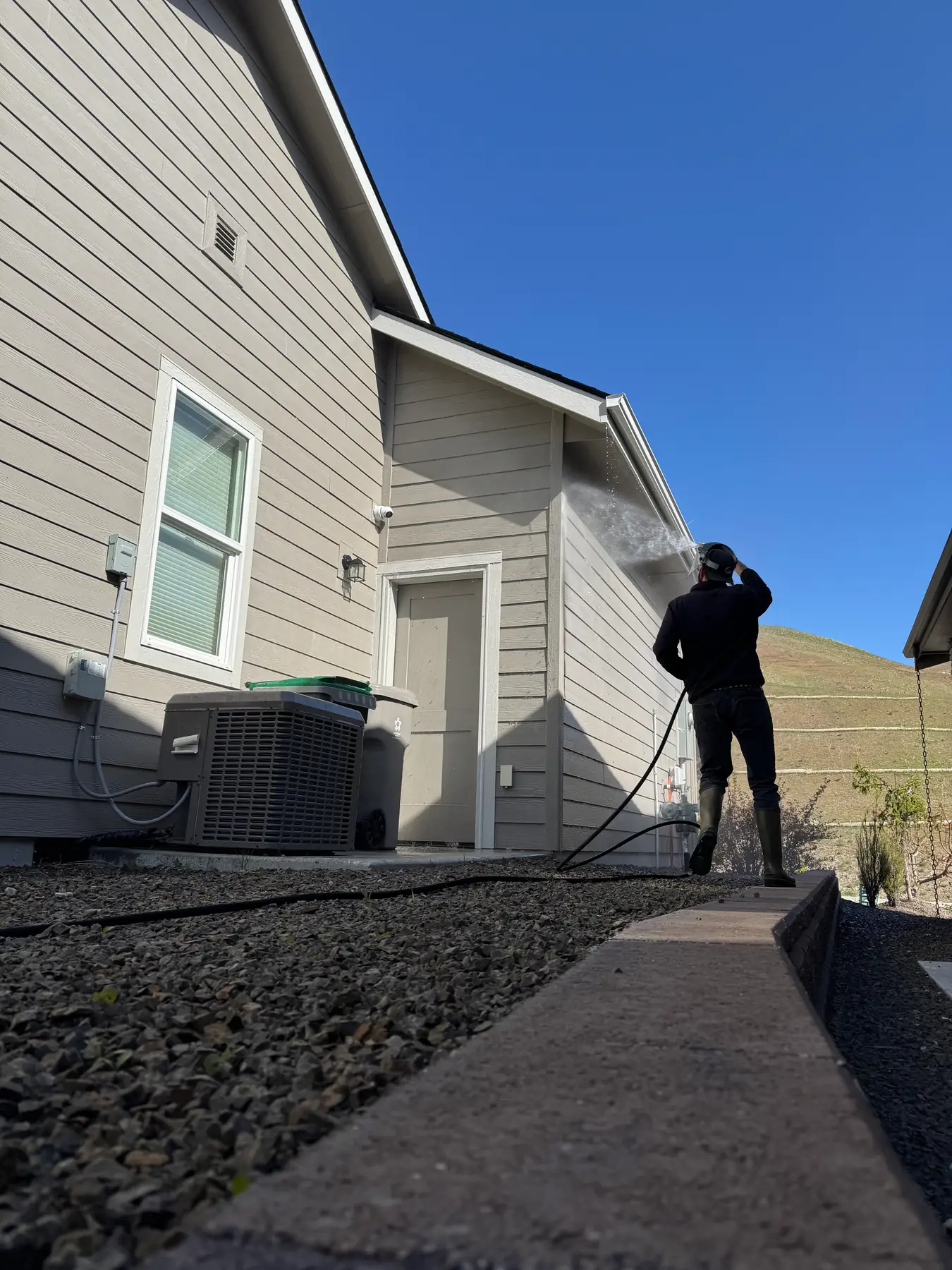 Exterior siding soft wash service on a Boise home by Sol Pressure Washing
