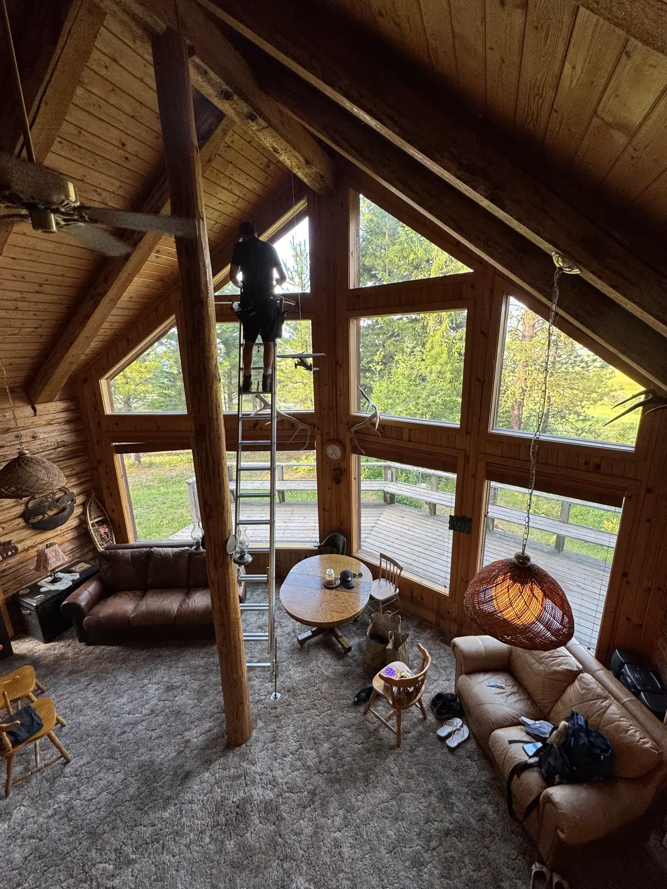 Interior vaulted residential window cleaning — Boise