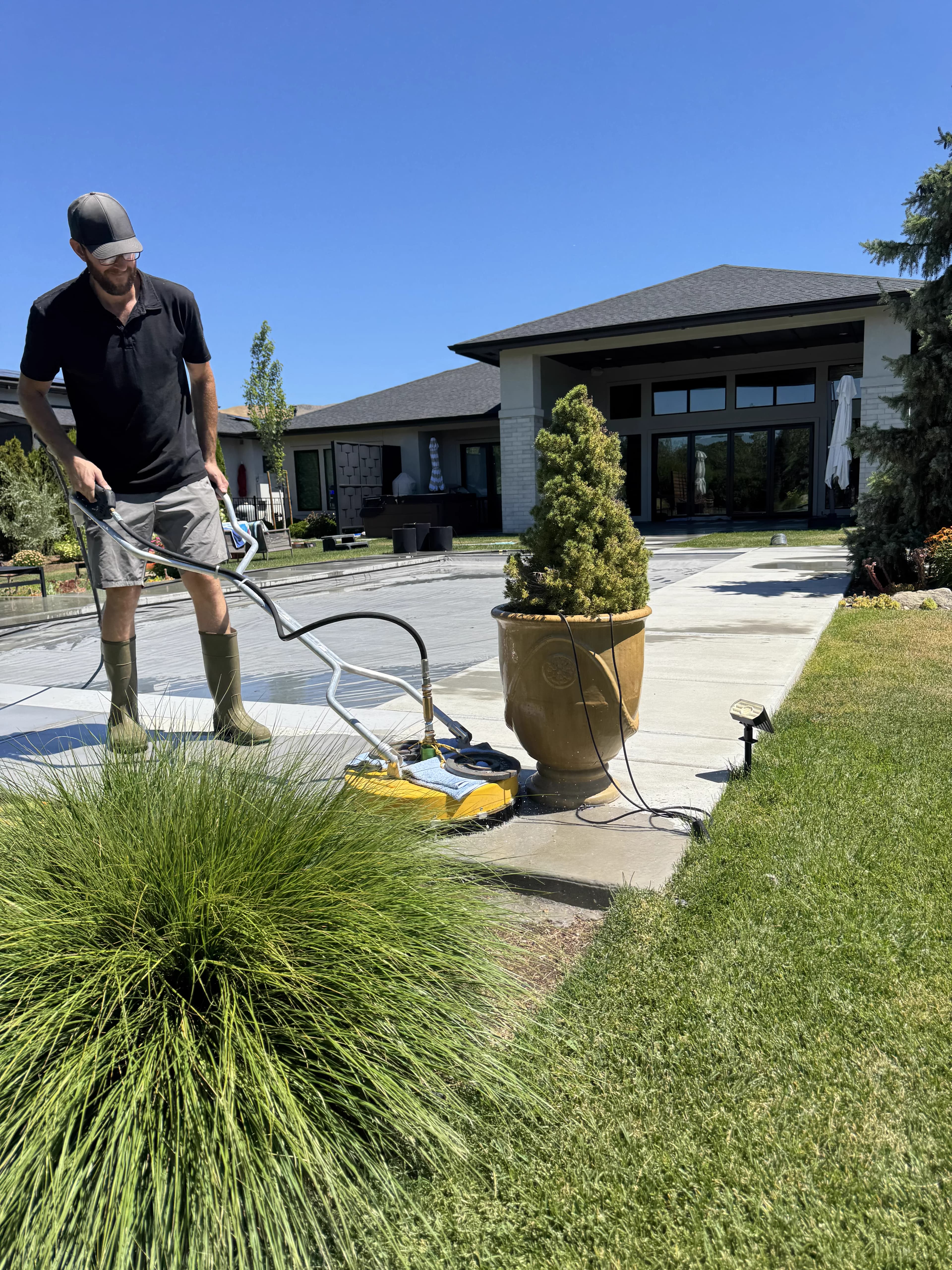 Pool deck concrete surface cleaning